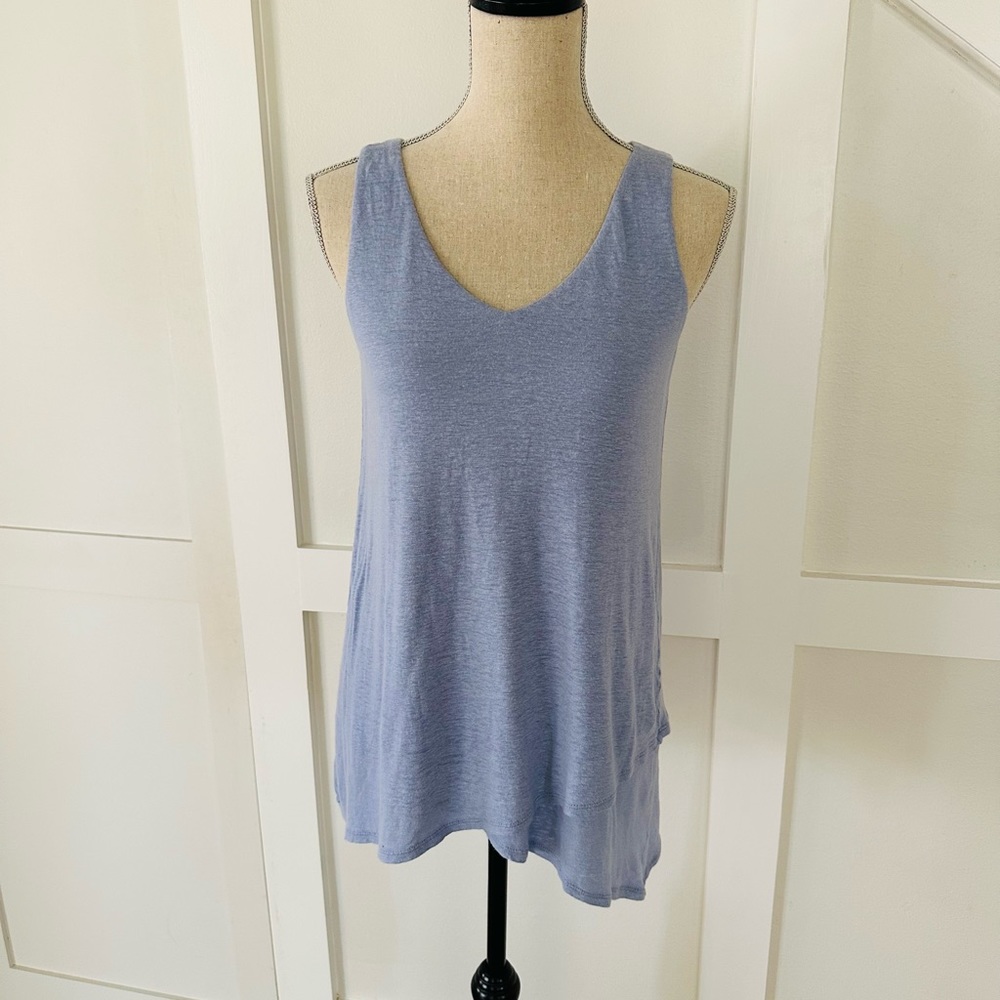 Purejill Linen Blend Blue Sleeveless Tank size S petite